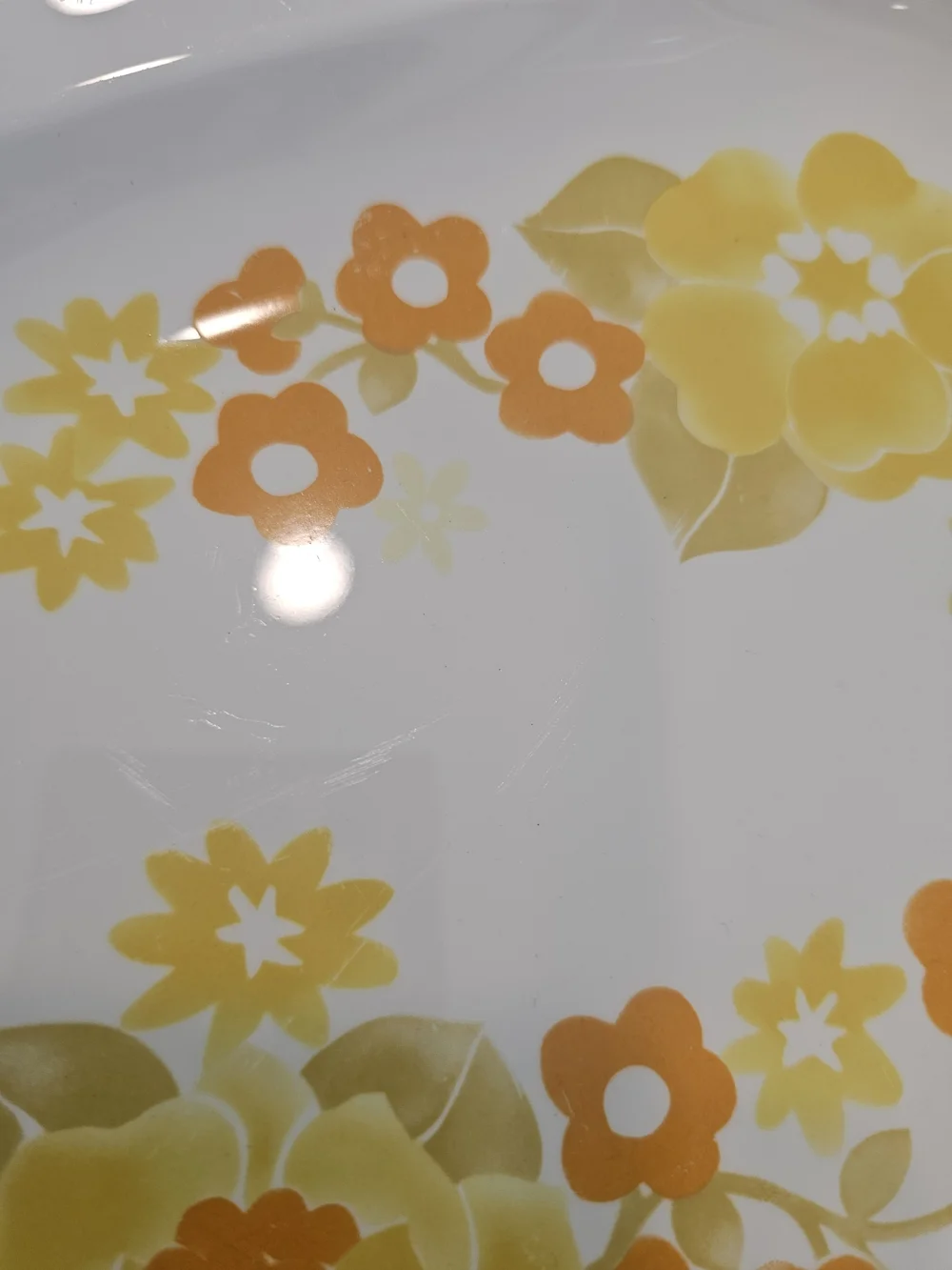 Vintage Centura by Corning Summer Hill Oval Serving Platter, 1970s Yellow Orange